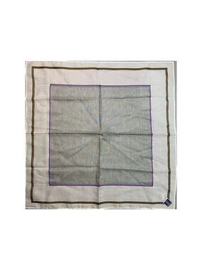 Yves Saint Laurent Unisex Silk Scarf Gray Purple Plaid Square Luxury